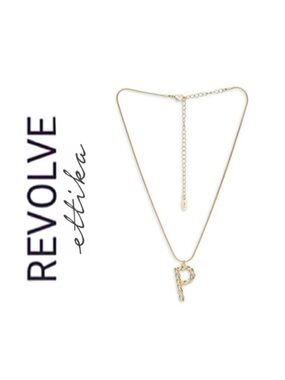 Revolve x Ettika Letter "P” 18K Gold Plated and Cubic Zirconia Necklace